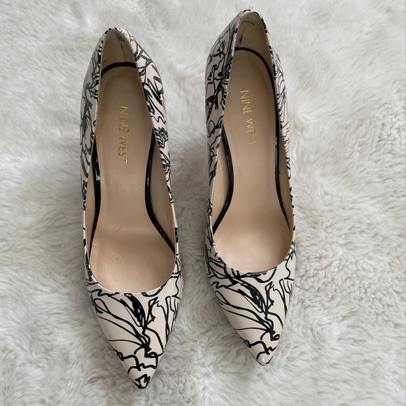 Nine West Aiken Scribble Graffiti Pump Heels Sz 6 - Picture 2 of 6